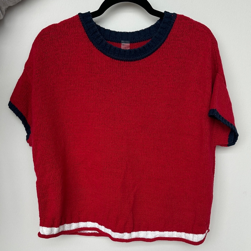 Lou & Grey Red Sweater and shorts set with Navy Accents